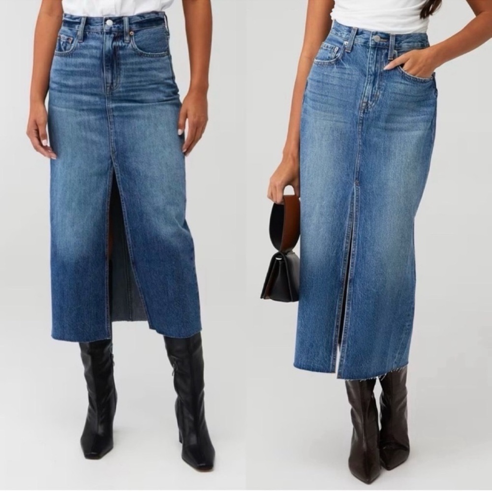 Anthropologie Pistola Alice Maui Split Midi Long Denim Skirt - Picture 2 of 8